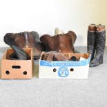 A collection of boots and tack