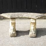 A cast stone bench