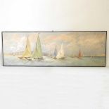 Wyatt, 20th century, Cowes sailing ships, large oil on canvas