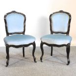 A pair of 19th century ebonised side chairs