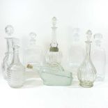 A collection of glass decanters