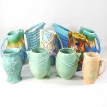 A collection of Art Deco pottery jugs