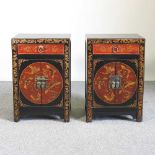 A pair of Chinese lacquered side cabinets