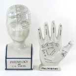 A phrenology head and hand