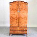 A 1930's burr walnut wardrobe