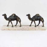 An Art Deco bronzed model of two camels