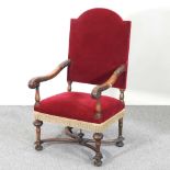 A Victorian carved walnut throne chair