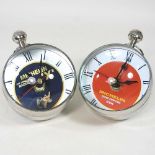 Two glass ball clocks
