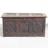 An 18th century carved oak coffer