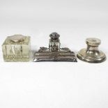 An Edwardian silver capstan inkwell, Birmingham 1930,