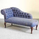 A Victorian style blue chaise longue