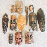 A collection of wooden tribal masks