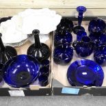 A collection of Bristol blue and other glassware