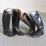 Two pairs of leather riding boots