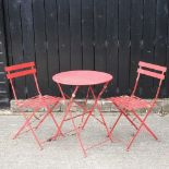 A metal garden bistro set