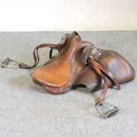 A leather saddle, by Penwood Saddlery