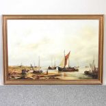 Tom Douglas, 20th century, Dutch harbour, oil on canvas