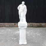 A cast stone garden statue