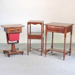 A Victorian work table and two others