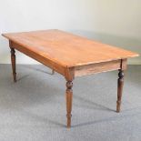 A large pine dining table