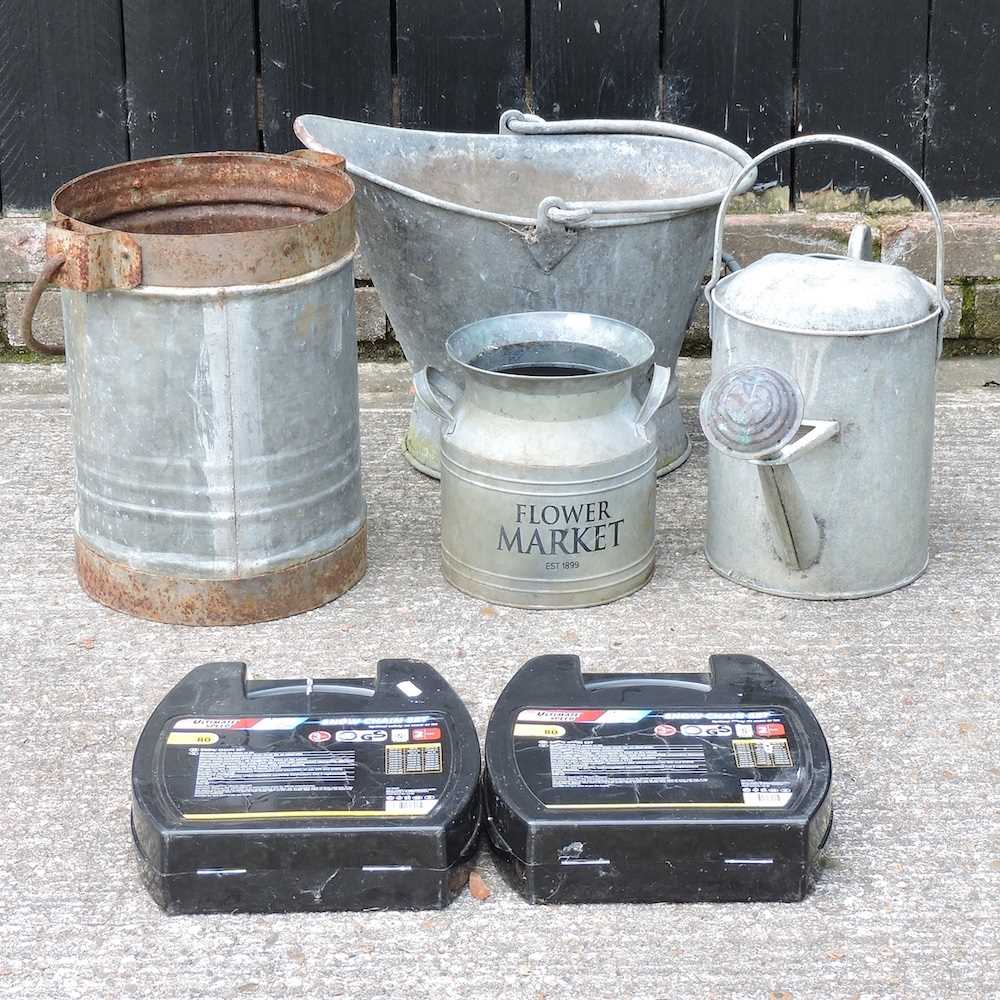 A collection of galvanised items
