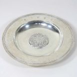 A silver commemorative alms dish