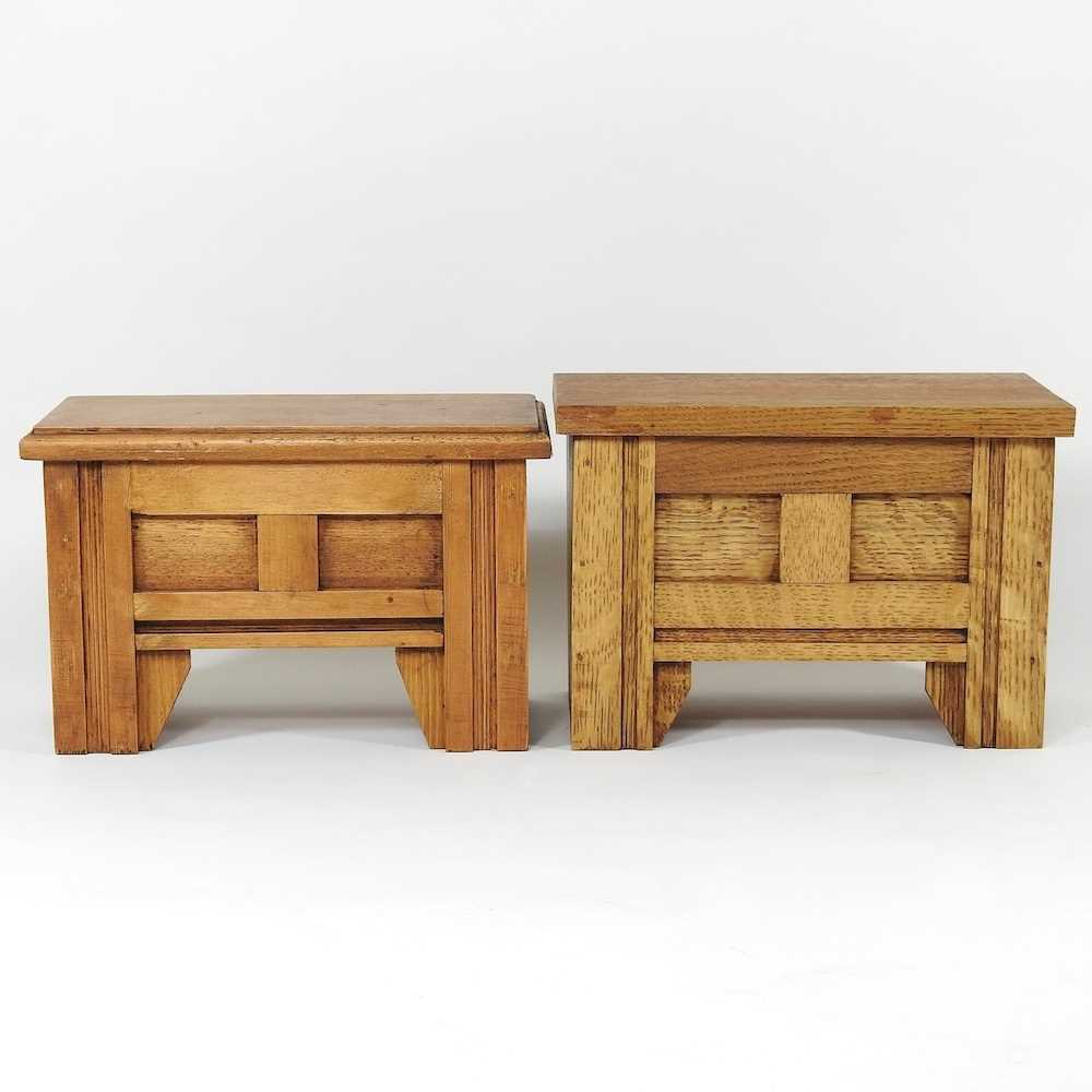 Two miniature oak coffers