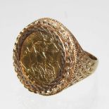 An Edward VII half sovereign ring