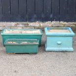 Three glazed garden planters