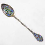 A Russian enamelled spoon