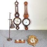 Two barometers, lamp and mirrors