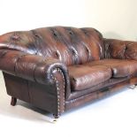 A brown leather sofa