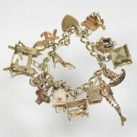 A 9 carat gold charm bracelet