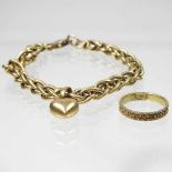 A 9 carat gold bracelet and ring