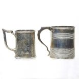 A George III silver mug and another