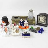 A collection of Staffordshire inkwells