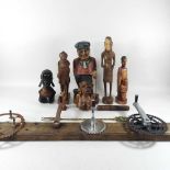 A collection of wooden carvings