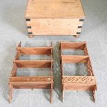 A pine box and two wall shelves