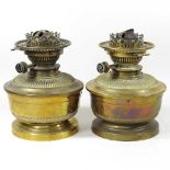 A pair of brass oil lamp bases
