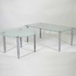 Two glass top coffee tables