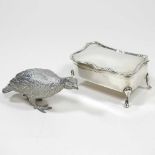 A silver trinket box and a grouse