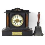 A Victorian clock and table bell