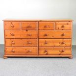 A pine chest of drawers