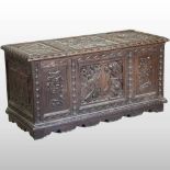 A 19th century carved oak coffer