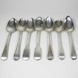 Seven George III silver table spoons
