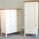 A painted and pine chest of drawers