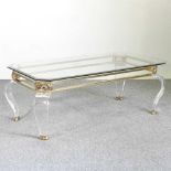 A glass top coffee table