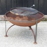 A metal fire pit