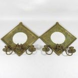 A pair of brass mirrors