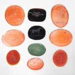 A collection of ten 19th century intaglio seals